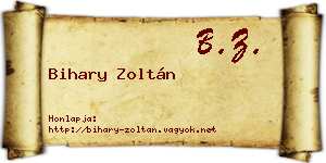 Bihary Zoltán névjegykártya