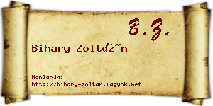Bihary Zoltán névjegykártya